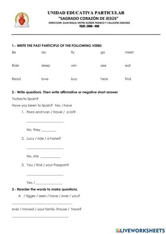 Present perfecte excercise