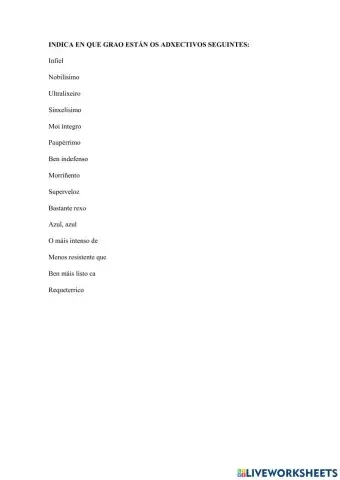 Sinala o grao dos adxectivos