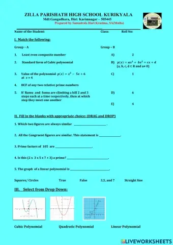 First Week Test(Bridge Course)