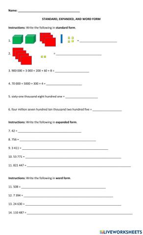 Standard, Expanded, and Word Form
