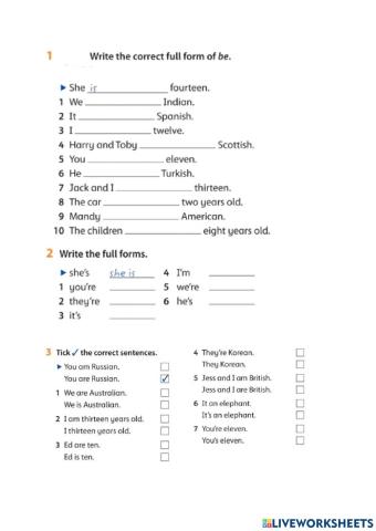 Verb to be: Affirmative and Negative