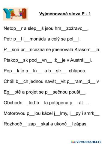 Vyjmenovaná slova P - 1
