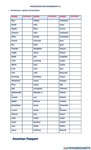 Pronunciation A1 -1. Amerpassport