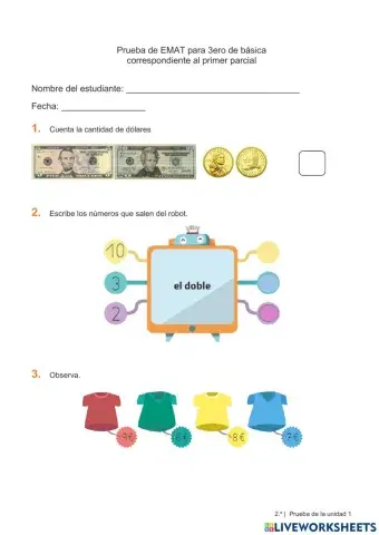 Evaluación de Emat - 3ero Básica
