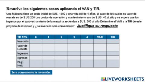 Criterios de evaluación de inversión Básico  A 1