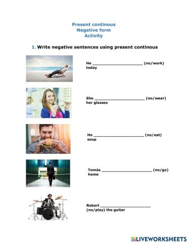 Present continuous negative form