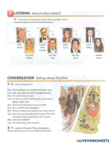 Listening exercise family members