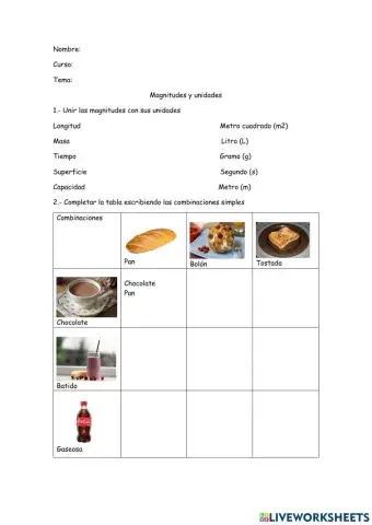 Magnitudes y combinaciones simples