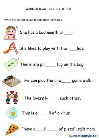 Phonics - ss s ce  se