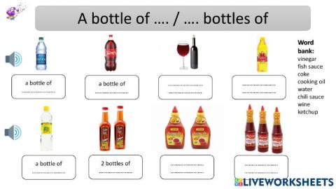 Quantifiers (A  bottle of- A bag of- a box of)