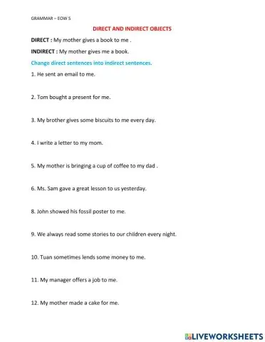 Direct and indirect objects