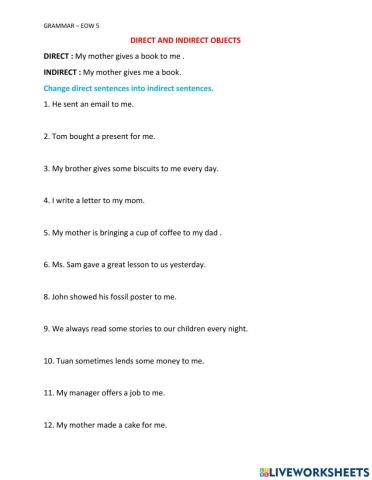 Direct and indirect objects