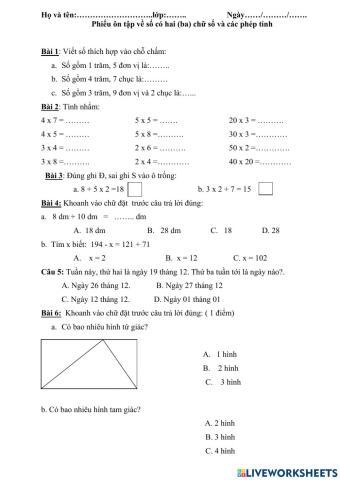 Ôn tập về số và phép tính 2