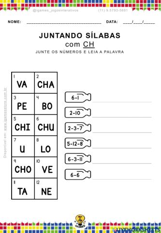Juntando Sílabas com CH