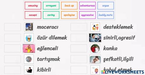 8.sınıf 1.ünite kelimeler (drag and drop) set 2