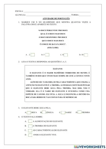 Atividade de Português