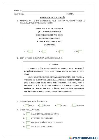 Atividade de Português