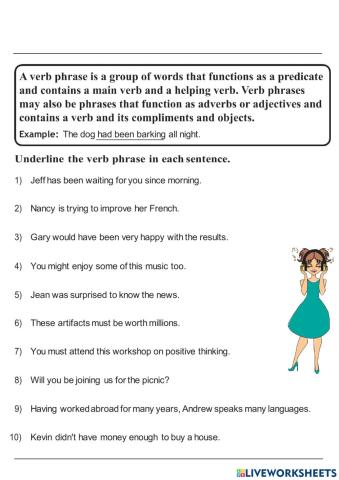 Verb phrases exercises