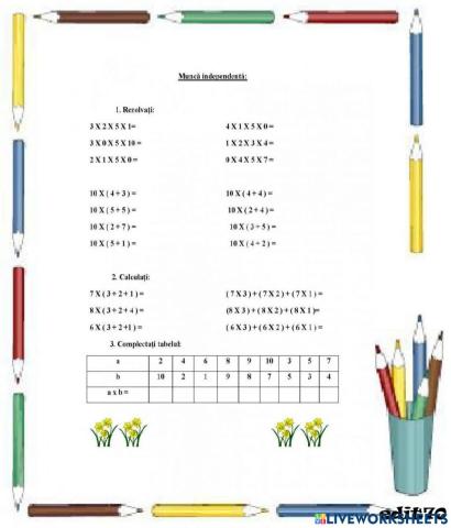 Muncă independentă -Exerciții