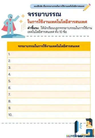 จรรยาบรรณในการใช้งานเทคโนโลยีสารสนเทศ ม.1