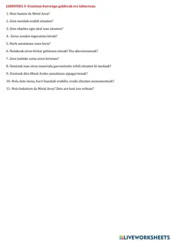 Metal Aroko galdetegia