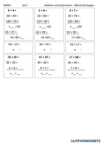 Mental Arithmetic Revision Set 1