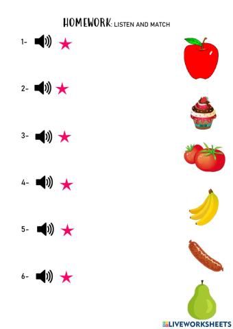 Listen and match - food
