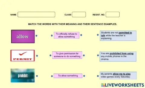 Obligation and Prohibition - Vocabulary Test