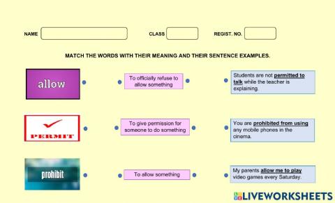 Obligation and Prohibition - Vocabulary Test