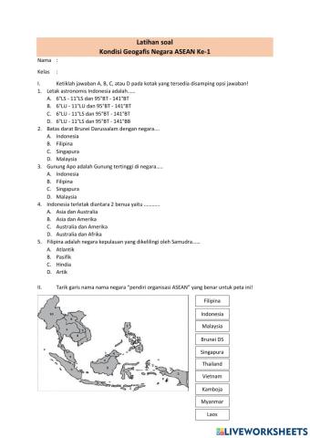 Kondisi Geografis negara negara ASEAN Ke 1