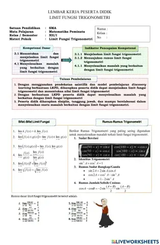 LKPD Limit Fungsi Trigonometri