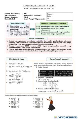 LKPD Limit Fungsi Trigonometri