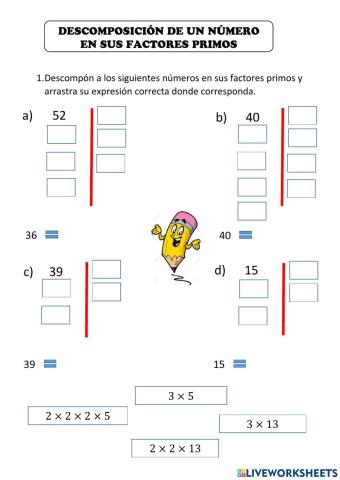 Descomposición de un numero en sus factores primos