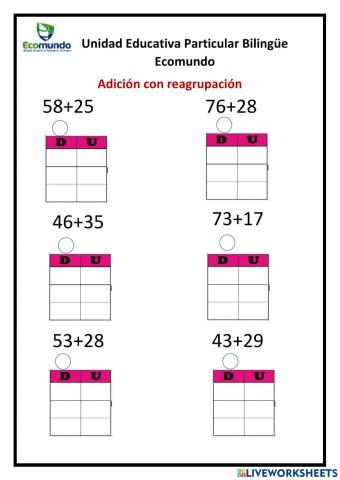 Sumas con decenas llevando