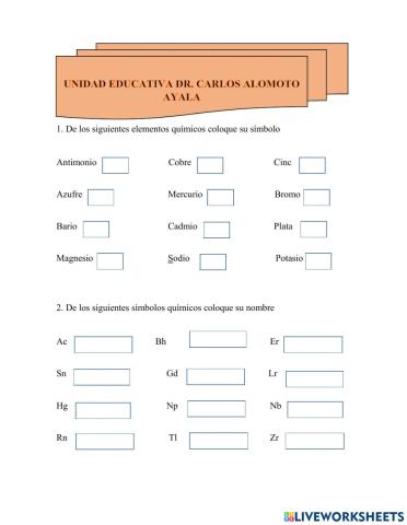 Símbolos y elementos químicos