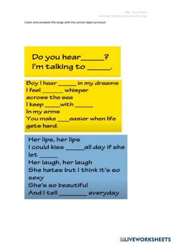 Object pronouns with songs