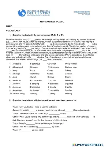 Mid term test optimise B1