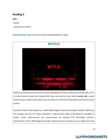 CYCLE 2 - UNIT 4 - READING 3: Netflix