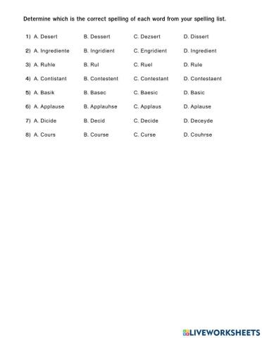 GEP3 9A: Vocabulary Spelling