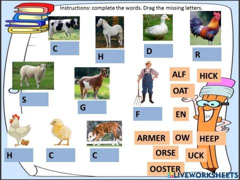 Vocabulary about farm animals
