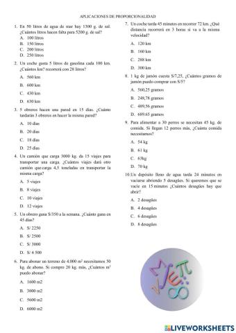 Aplicaciones de proporcionalidad