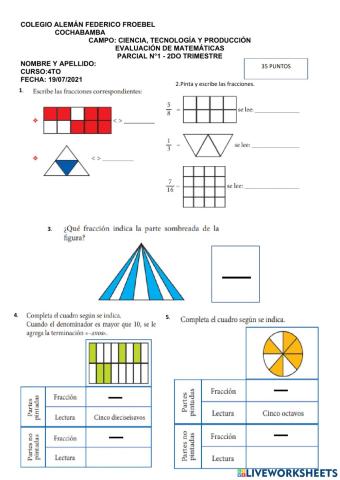 Evaluación de fracciones - 4to weiss-rot