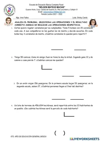 Problemas con operaciones básicas