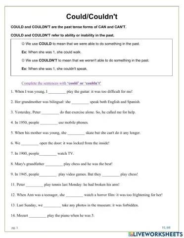 YL 8 - Lesson 18 - Grammar (Could-Had to)