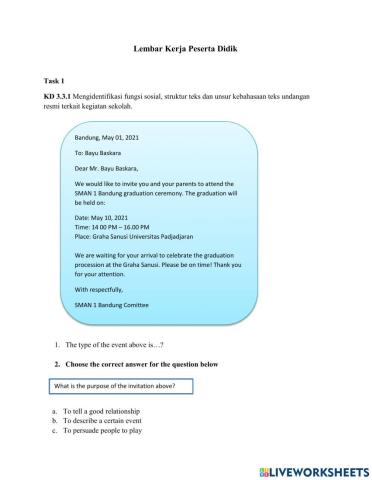 Formal Invitation Letter