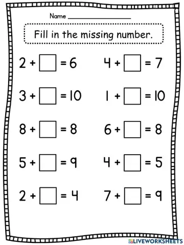 Fill in the missing number - 1.