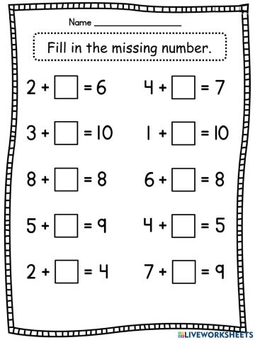 Fill in the missing number - 1.