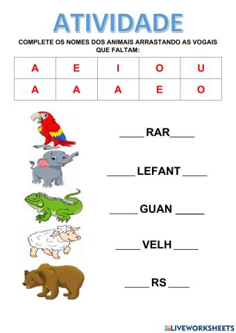 Completar as vogais- animais