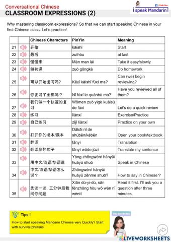 Chinese classroom expressions (2)