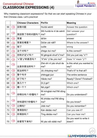 Chinese classroom expressions (4)